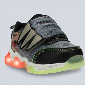 Jurassic Park Light Up Kids Sneakers Black & Neon Green Toddler Dinosaur Shoes